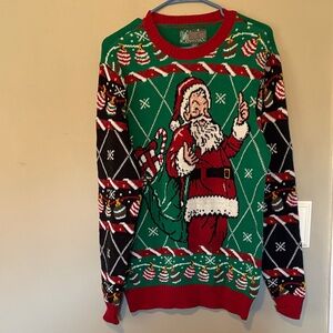 Ugly Christmas Sweater Red and Green Santa Crewneck